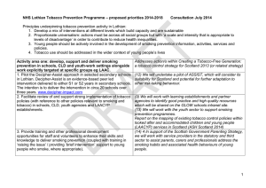 Proposed Tobacco Prevention Actions 2014-2018