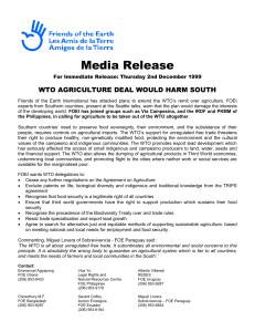 Media Release WTO AGRICULTURE DEAL WOULD HARM SOUTH