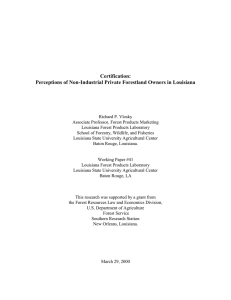 Certification: Perceptions of Non-Industrial Private Forestland Owners in Louisiana