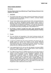 Annual Monitoring Summary Report (for taught pathways delivered in 2009/10)