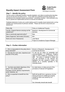 Equality Impact Assessment Form – Identify the policy Step 1