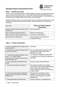 Equality Impact Assessment Form – Identify the policy Step 1