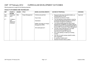CMT  13 February 2012 CURRICULUM DEVELOPMENT OUTCOMES FACULTY OF SCIENCE AND TECHNOLOGY