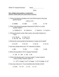 Chem 1411 Sample Final Exam.doc