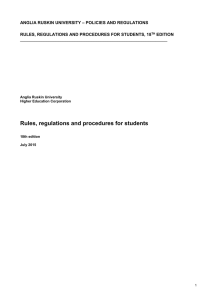 Rules, Regulations Procedures for Students