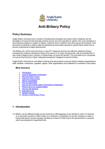 Anti-Bribery Policy  Policy Summary