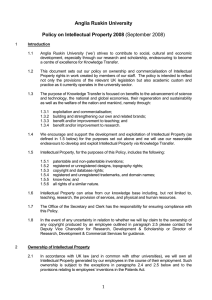 Anglia Ruskin University  Policy on Intellectual Property 2008