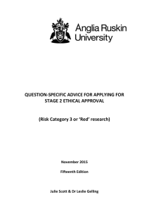 Question-Specific advice for Stage 2 Ethical Approval