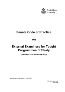 Senate Code of Practice on External Examiners for Taught Programmes of Study