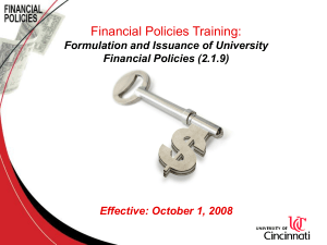 Formulation and Issuance of University Financial Policies