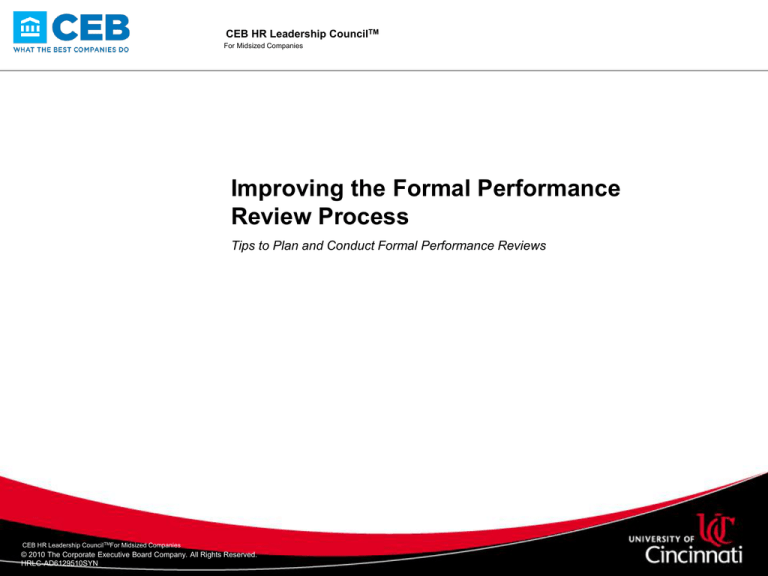 Improving The Formal Performance Review Process CEB HR Leadership Council