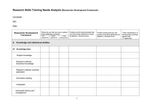 research skills training needs analysis form