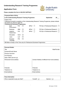 Understanding Research Training Programme  Application Form