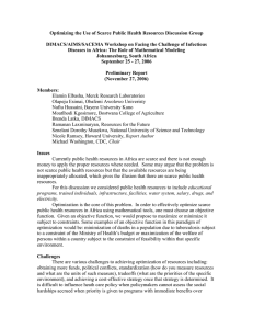 Optimizing the Use of Scarce Public Health Resources Discussion Group
