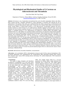 Physiological and Biochemical Studies of b -Carotene on Atherosclerosis and Thrombosis