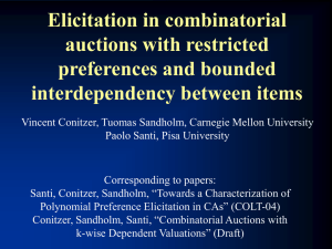 Elicitation in Combinatorial Auctions with Restricted Preferences and Bounded Interdependency between Items