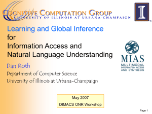 Learning and Global Inference for Information Access and Natural Language Understanding