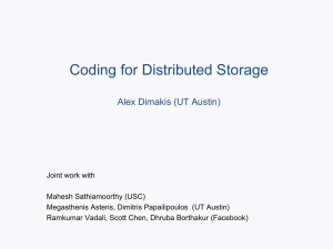 Coding for Distributed Storage