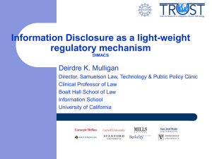 Information Disclosure as a light-weight regulatory mechanism