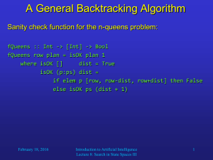 A General Backtracking Algorithm Sanity check function for the n-queens problem: