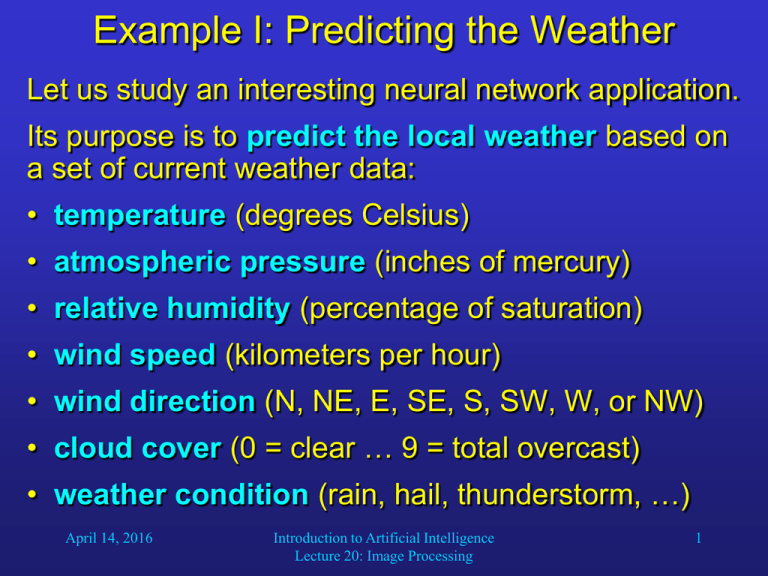 Example I Predicting The Weather
