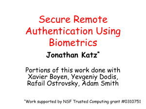 Secure Remote Authentication Using Biometrics