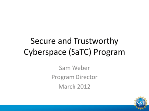 Secure and Trustworthy Cyberspace (SaTC) Program