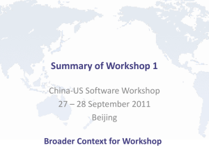 Review Summary of Workshop 1
