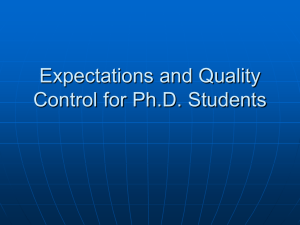 Expectations and Quality Control for PH.D. Students