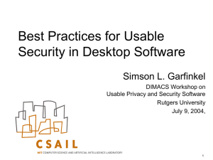 Best Practices for Usable Security In Desktop Software