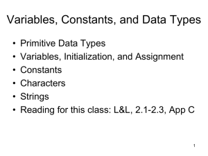 Variables, Constants, and Data Types