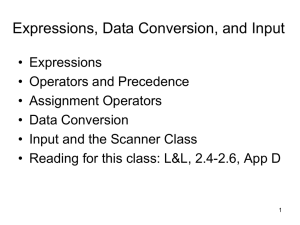 Expressions, Data Conversion, and Input