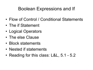 Boolean Expressions and If
