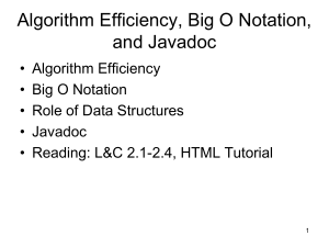 Algorithm Efficiency, Big O Notation, and Javadoc