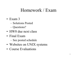 Homework / Exam • Exam 3 • HW8 due next class