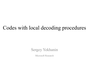 Codes with Local Decoding Procedures