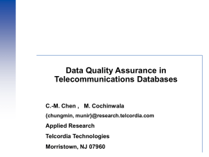 SLIDES: Data Quality Assurance in Telecommunications Databases