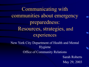 Communicating with Communities about Emergency Preparedness: