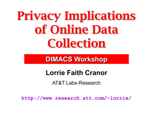 Privacy Implications of Online Data Collection Lorrie Faith Cranor