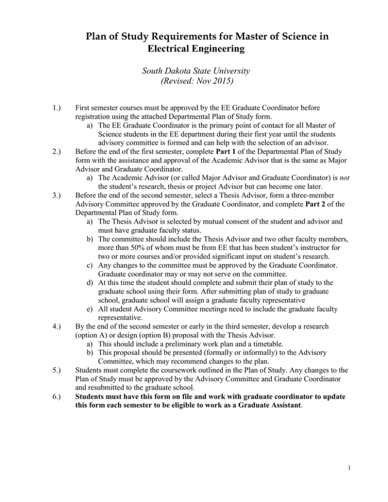Ms Study Format MS Plan of Study