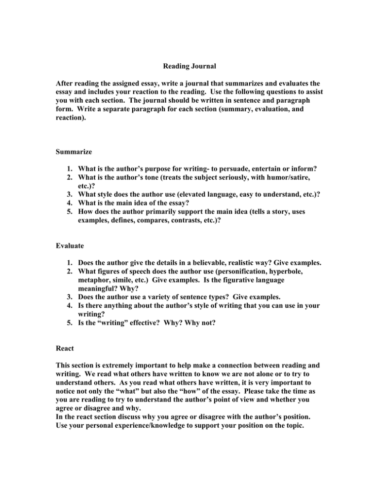 journal essay examples