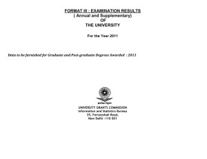 FORMAT III : EXAMINATION RESULTS