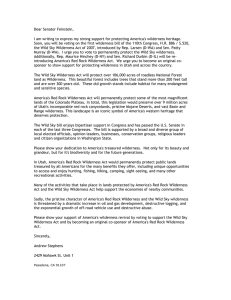 A letter written to Senator Dianne Feinstein urging protection of America's wilderness