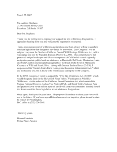 A letter written by Senator Dianne Feinstein in response to the above letter regarding America's wilderness