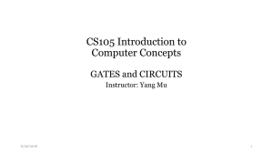 CS105 Introduction to Computer Concepts GATES and CIRCUITS Instructor: Yang Mu