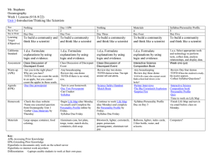 Week one schedule