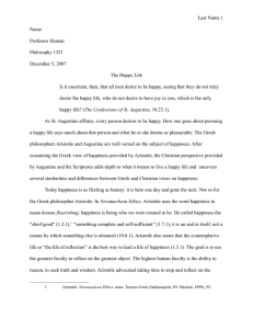 Sample Paper1 - Comparing Aristotle and Augustine on Happiness.doc