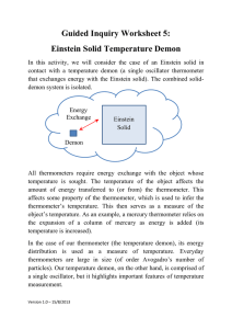 Guided Inquiry Worksheet 5: Einstein Solid Temperature Demon