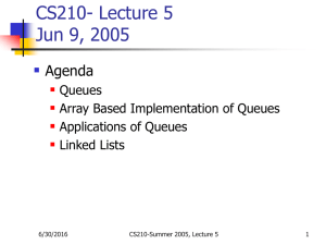 CS210- Lecture 5 Jun 9, 2005  Agenda