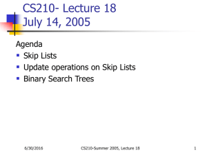 CS210- Lecture 18 July 14, 2005  Agenda